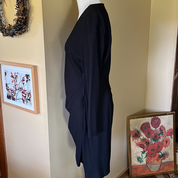 ELLEN TRACY Size 8 Elegant Wrap Classic - Little Black Dress LBD Sexy Witchycore - Picture 5 of 12